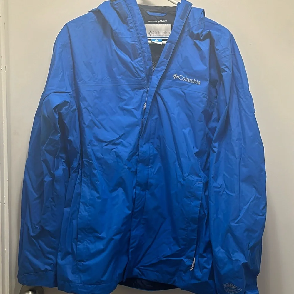 Columbia Blue Zip Up Rain Jacket Size M - Picture 1 of 6